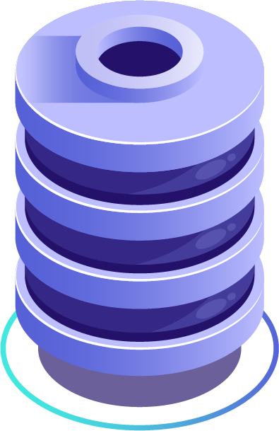 An isometric art of a cylindrical server with a circular outlien at the base.