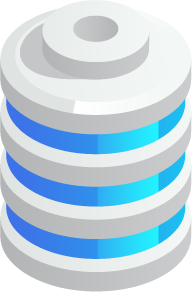 Isometric illustration of a big cylindrical server.
